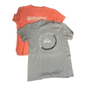 set of 2 Quicksilver short sleeve tees white logo gray orange regular fit Medium